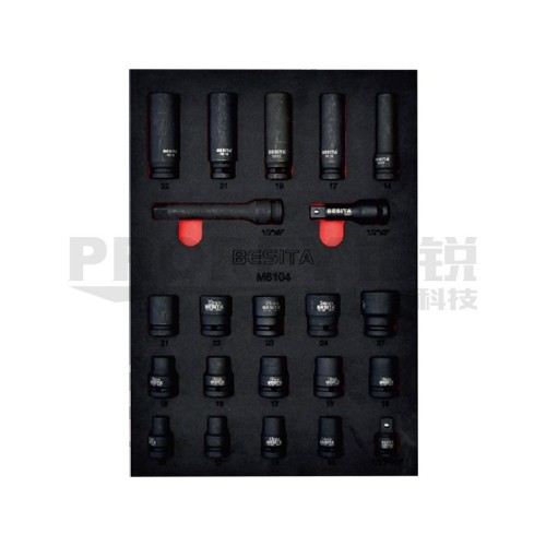 百思泰 M6104 22件12.5mm風動套筒工具托組套