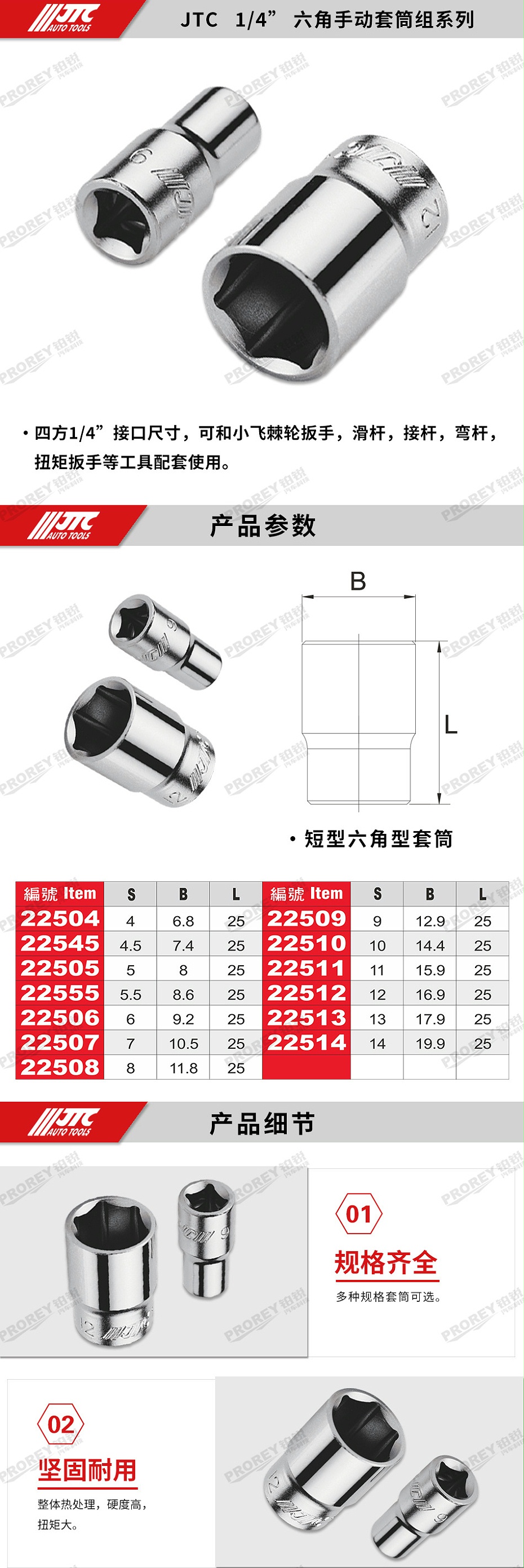 GW-130035386-JTC22504-1-4英寸&nbsp;手動(dòng)短六角套筒4mm-2
