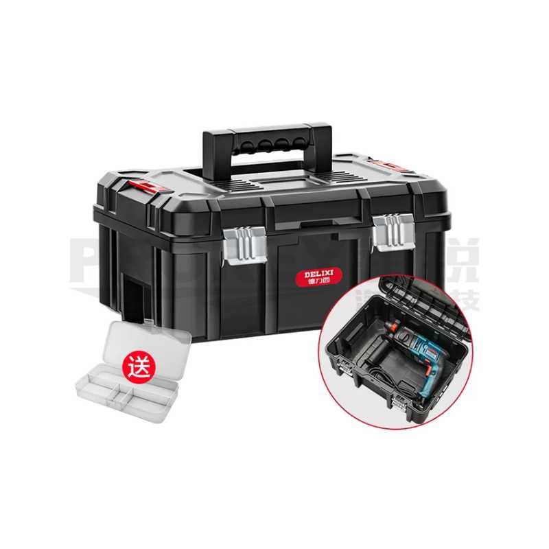 44x33x20.5 CM (黑色) 22寸雙層帶托盤工具箱