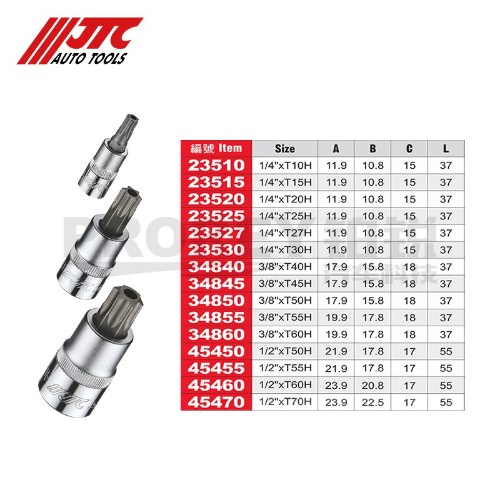 JTC 23510 1/4英寸&nbsp;中空星型套筒&nbsp;T10H