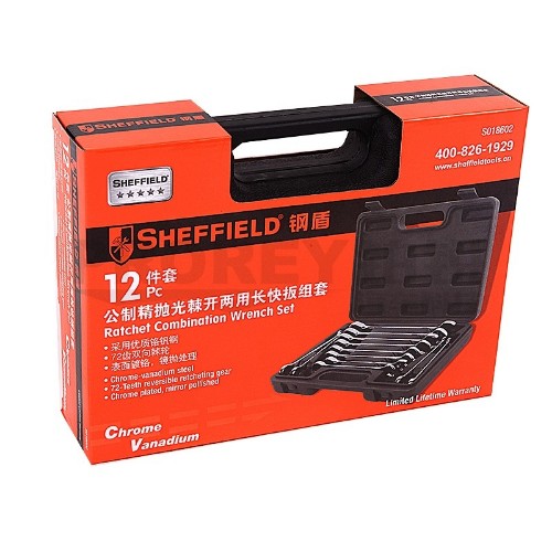 鋼盾 S018602 12件套棘輪兩用快扳吹塑盒組套(塑盒)