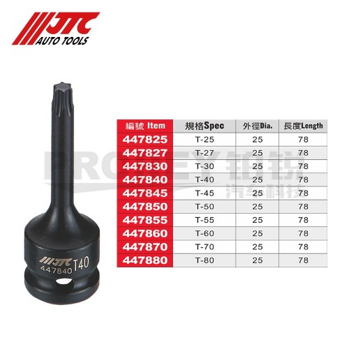 JTC447825 1/2英寸氣動中長星型凸套筒78L&nbsp;T25